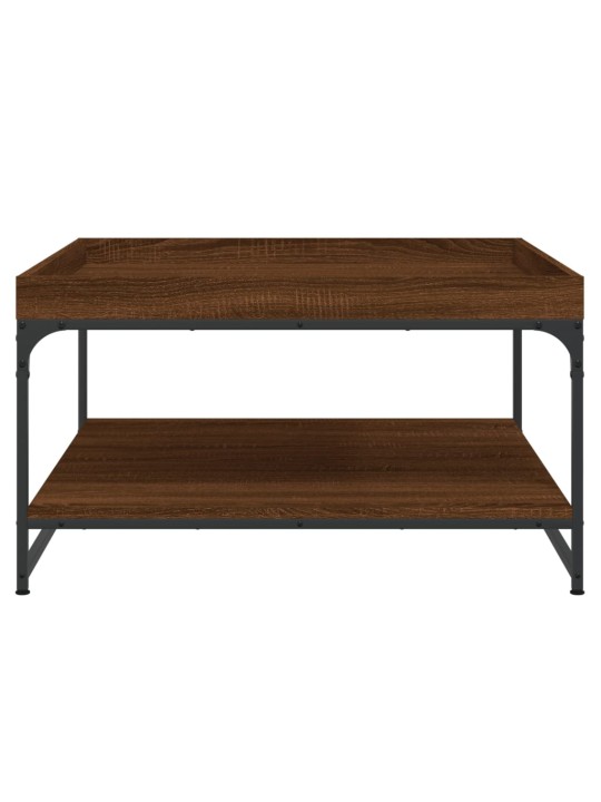 Konferenční stolek hnědý dub 80 x 80 x 45 cm kompozit a železo