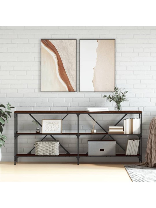 Konzolový stolek hnědý dub 180 x 30 x 75 cm kompozit a železo