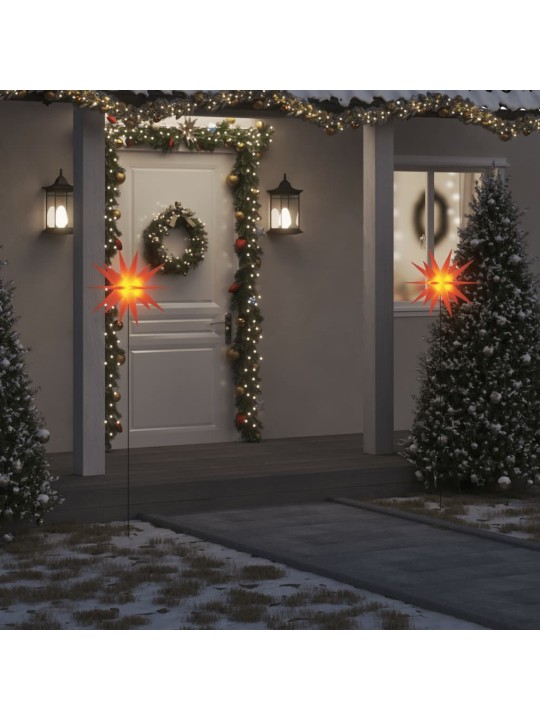 Svítící vánoční hvězdy s hroty 3 ks LED skládací červené 57 cm