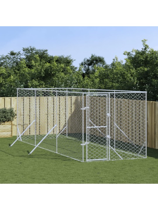 Venkovní psí kotec stříbrný 2 x 6 x 2 m pozinkovaná ocel