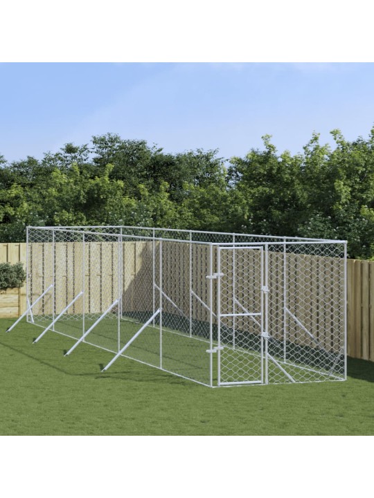 Venkovní psí kotec stříbrný 2 x 10 x 2 m pozinkovaná ocel
