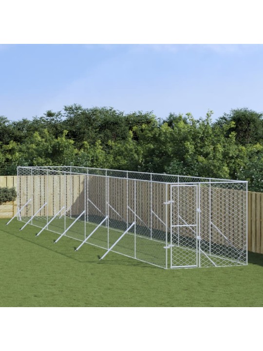 Venkovní psí kotec stříbrný 2 x 14 x 2 m pozinkovaná ocel