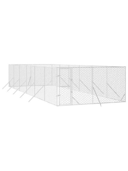 Venkovní psí kotec stříbrný 4 x 12 x 2 m pozinkovaná ocel