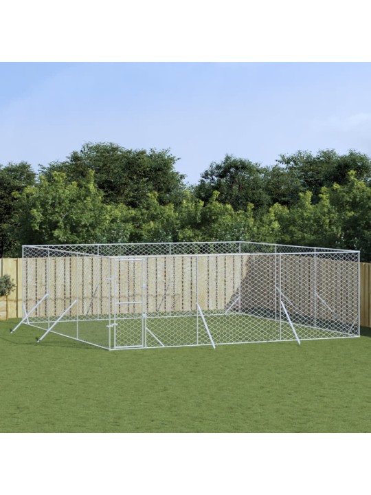 Venkovní psí kotec stříbrný 6 x 6 x 2 m pozinkovaná ocel