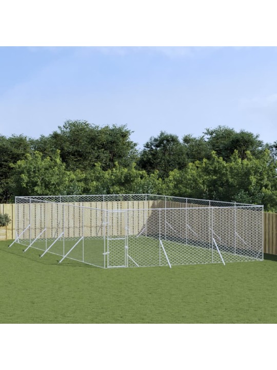 Venkovní psí kotec stříbrný 6 x 10 x 2 m pozinkovaná ocel