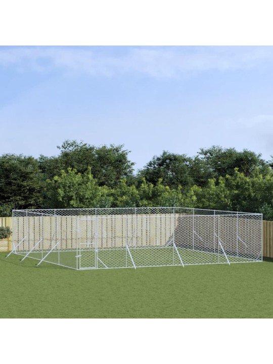Venkovní psí kotec stříbrný 8 x 8 x 2 m pozinkovaná ocel