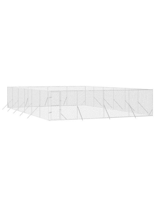 Venkovní psí kotec stříbrný 8 x 12 x 2 m pozinkovaná ocel
