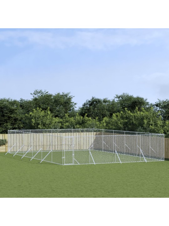 Venkovní psí kotec stříbrný 8 x 12 x 2 m pozinkovaná ocel