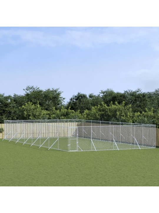 Venkovní psí kotec stříbrný 8 x 16 x 2 m pozinkovaná ocel