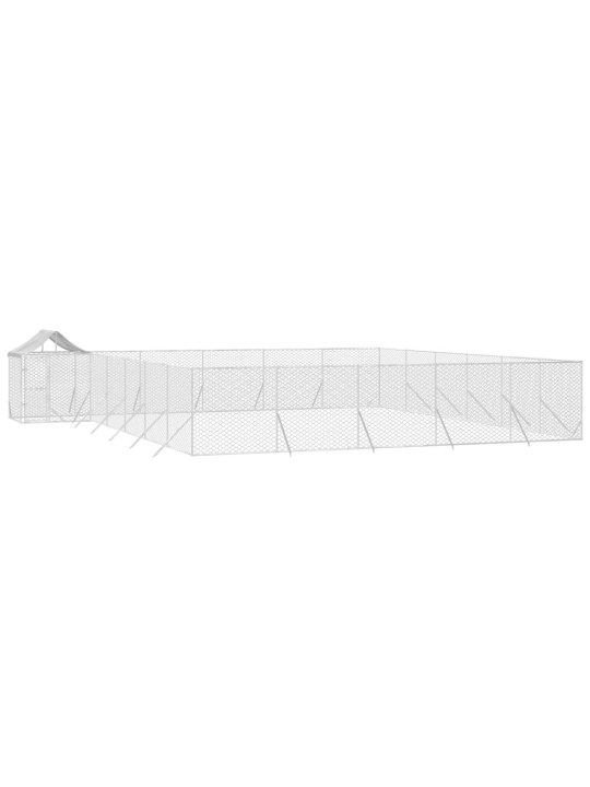 Venkovní psí kotec se střechou stříbrný 12 x 12 x 2,5 m ocel