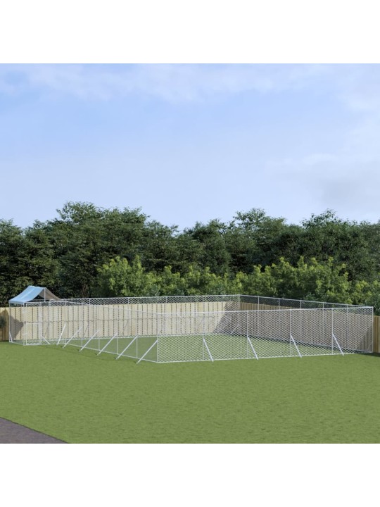 Venkovní psí kotec se střechou stříbrný 12 x 12 x 2,5 m ocel
