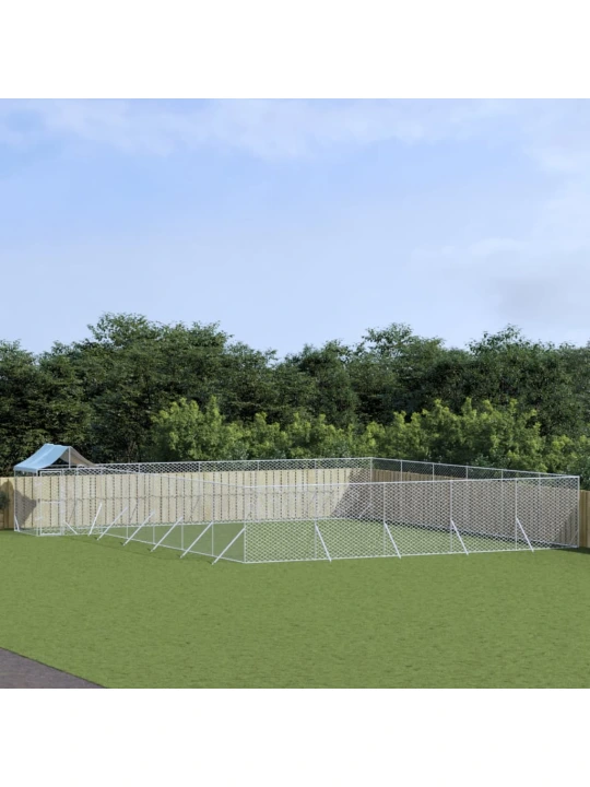 Venkovní psí kotec se střechou stříbrný 12 x 12 x 2,5 m ocel