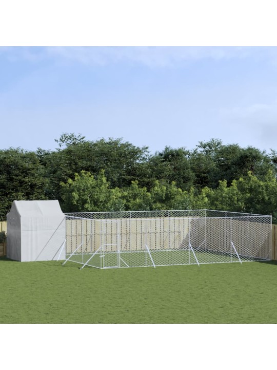 Venkovní psí kotec se střechou stříbrný 10 x 6 x 2,5 m ocel