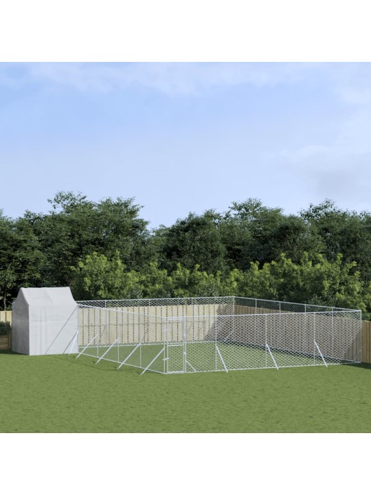 Venkovní psí kotec se střechou stříbrný 10 x 10 x 2,5 m ocel