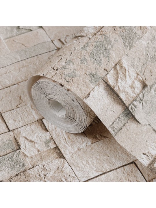 Tapeta 3D vzhled kamene šedá a béžová 10 x 0,53 m vliesová
