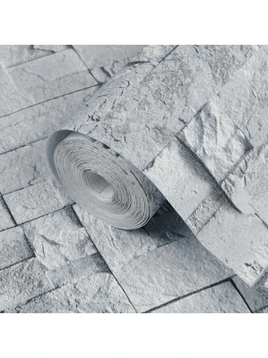 Tapeta 3D vzhled kamene světle šedá 10 x 0,53 m vliesová