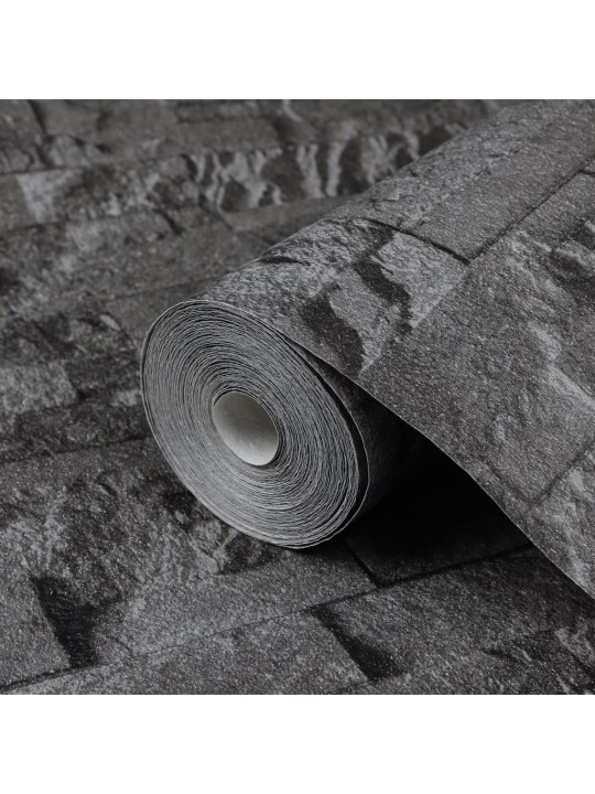 Tapeta 3D vzhled kamene černá 10 x 0,53 m vliesová