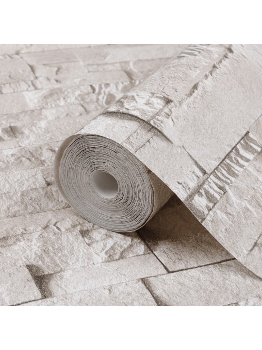 Tapeta 3D vzhled kamene krémová 10 x 0,53 m vliesová
