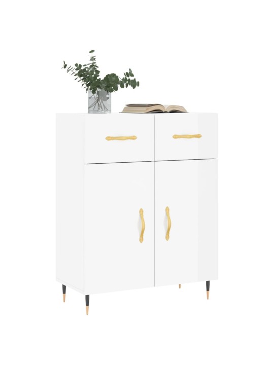 Příborník bílý s vysokým leskem 69,5x34x90 cm kompozitní dřevo