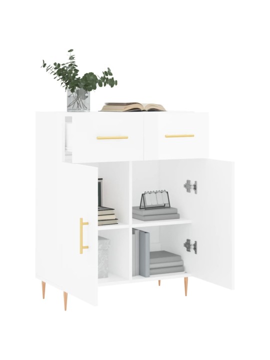 Příborník bílý s vysokým leskem 69,5x34x90 cm kompozitní dřevo