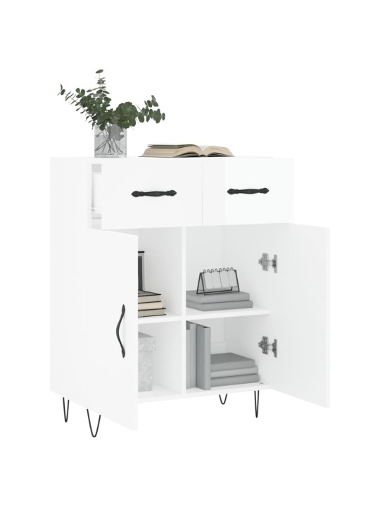 Příborník bílý s vysokým leskem 69,5x34x90 cm kompozitní dřevo