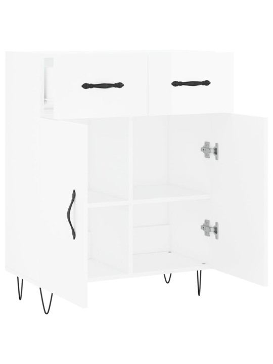 Příborník bílý s vysokým leskem 69,5x34x90 cm kompozitní dřevo