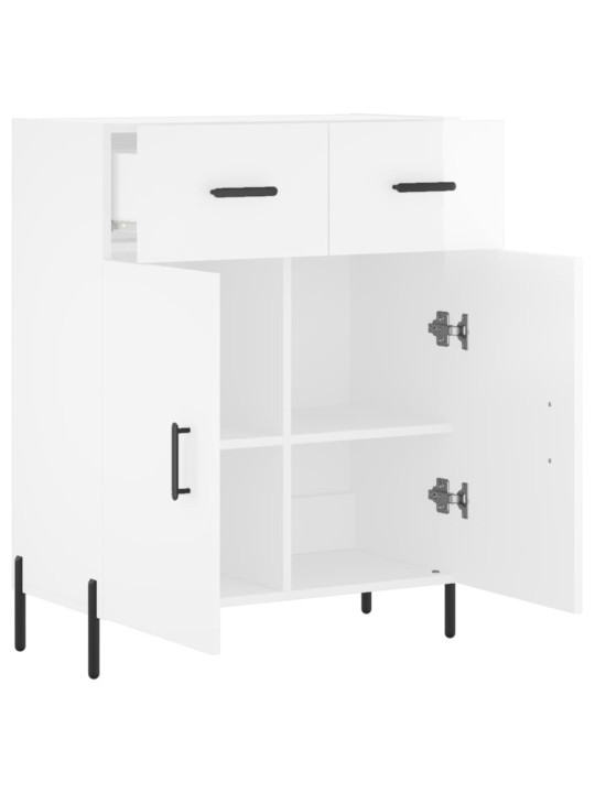 Příborník bílý s vysokým leskem 69,5x34x90 cm kompozitní dřevo