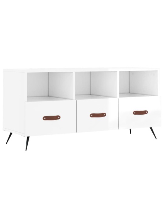 TV skříňka bílá s vysokým leskem 102x36x50 cm kompozitní dřevo