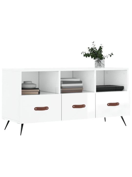 TV skříňka bílá s vysokým leskem 102x36x50 cm kompozitní dřevo