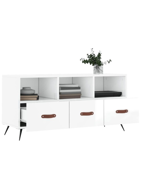 TV skříňka bílá s vysokým leskem 102x36x50 cm kompozitní dřevo