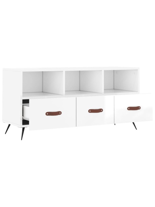TV skříňka bílá s vysokým leskem 102x36x50 cm kompozitní dřevo