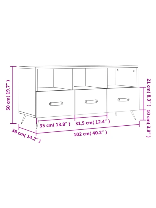 TV skříňka kouřový dub 102 x 36 x 50 cm kompozitní dřevo