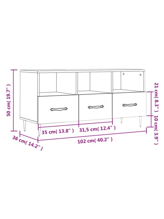 TV skříňka betonově šedá 102 x 36 x 50 cm kompozitní dřevo