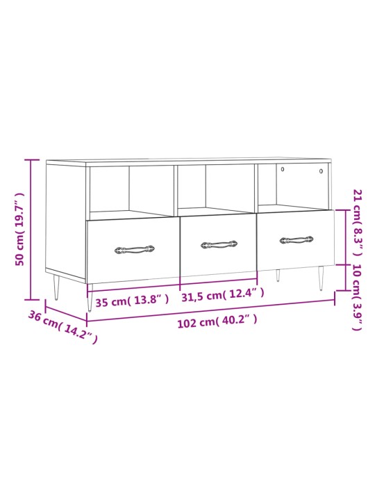 TV skříňka kouřový dub 102 x 36 x 50 cm kompozitní dřevo