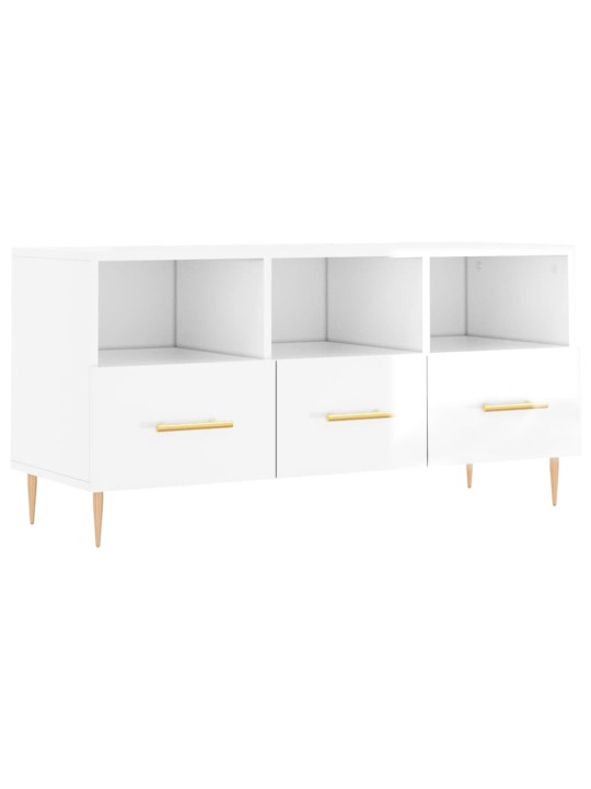 TV skříňka bílá s vysokým leskem 102x36x50 cm kompozitní dřevo