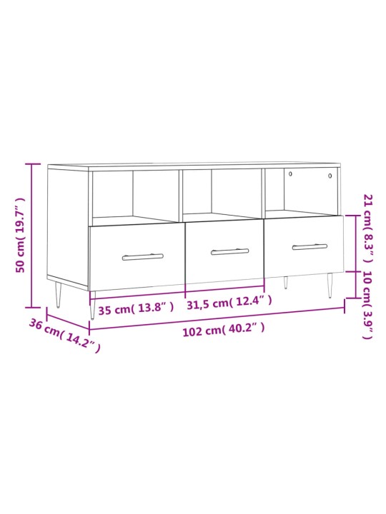 TV skříňka bílá s vysokým leskem 102x36x50 cm kompozitní dřevo