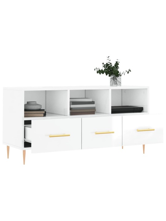 TV skříňka bílá s vysokým leskem 102x36x50 cm kompozitní dřevo