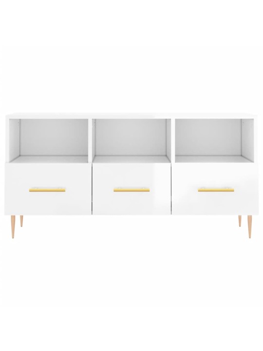 TV skříňka bílá s vysokým leskem 102x36x50 cm kompozitní dřevo