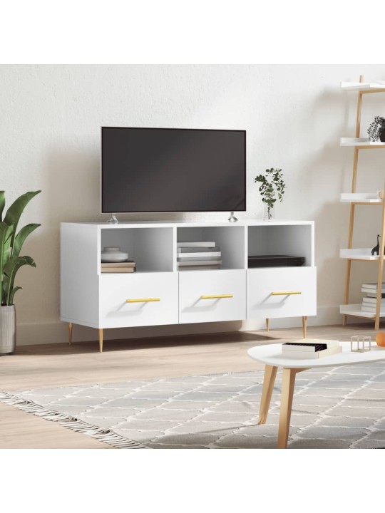 TV skříňka bílá s vysokým leskem 102x36x50 cm kompozitní dřevo