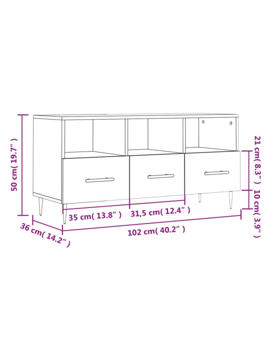 TV skříňka betonově šedá 102 x 36 x 50 cm kompozitní dřevo