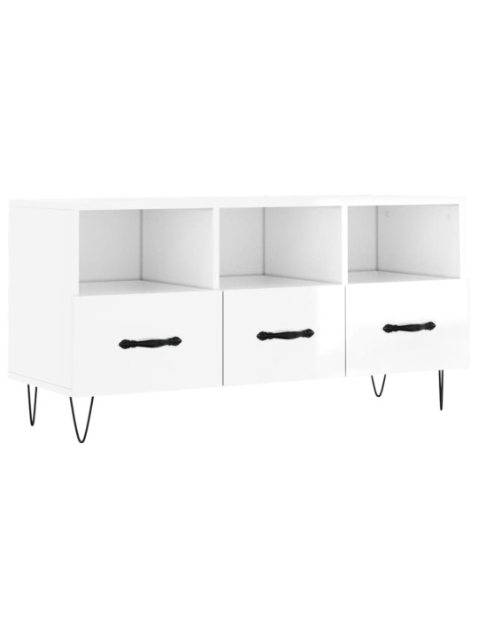 TV skříňka bílá s vysokým leskem 102x36x50 cm kompozitní dřevo