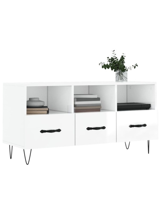 TV skříňka bílá s vysokým leskem 102x36x50 cm kompozitní dřevo