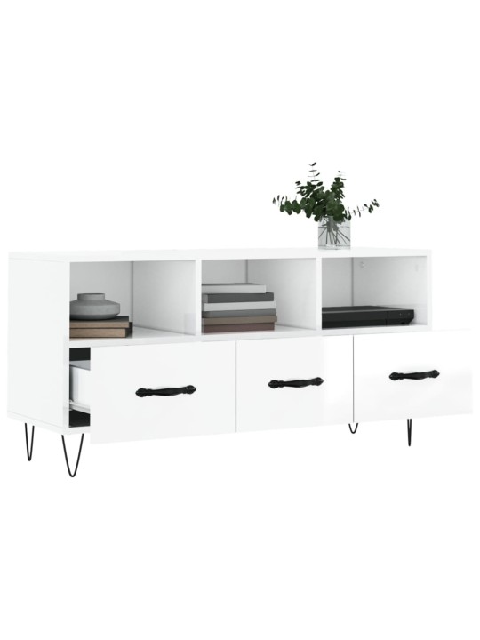 TV skříňka bílá s vysokým leskem 102x36x50 cm kompozitní dřevo