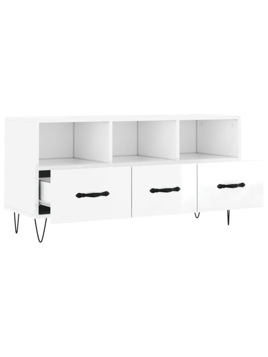 TV skříňka bílá s vysokým leskem 102x36x50 cm kompozitní dřevo