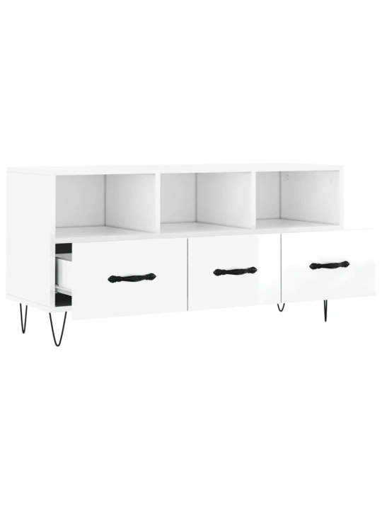 TV skříňka bílá s vysokým leskem 102x36x50 cm kompozitní dřevo