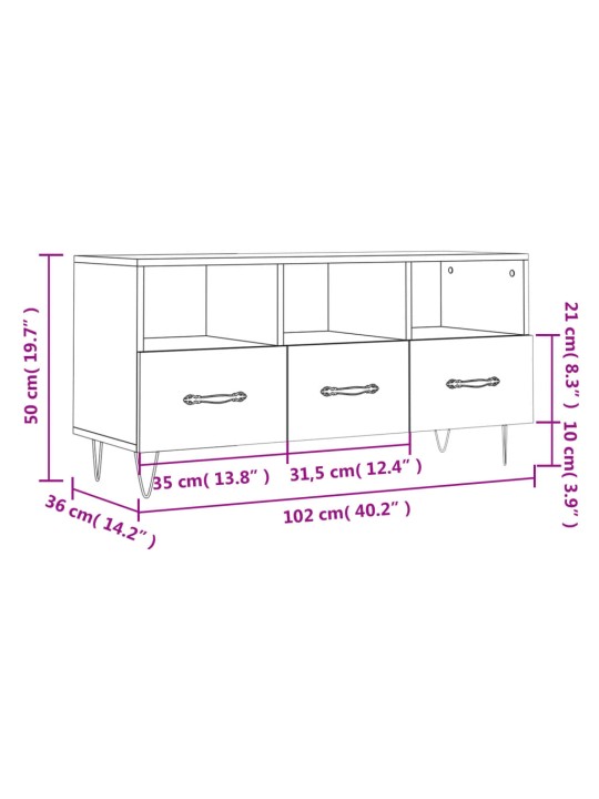 TV skříňka betonově šedá 102 x 36 x 50 cm kompozitní dřevo