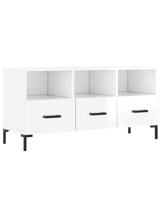 TV skříňka bílá s vysokým leskem 102x36x50 cm kompozitní dřevo