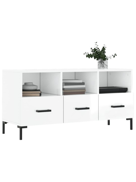 TV skříňka bílá s vysokým leskem 102x36x50 cm kompozitní dřevo