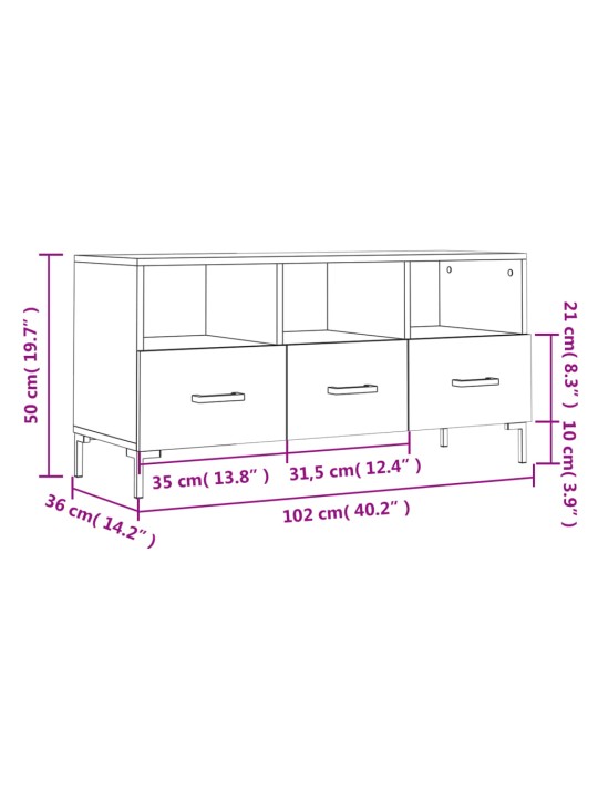 TV skříňka bílá s vysokým leskem 102x36x50 cm kompozitní dřevo