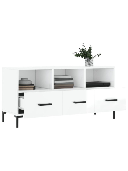 TV skříňka bílá s vysokým leskem 102x36x50 cm kompozitní dřevo